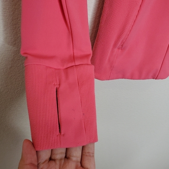 Athleta Shanti Coral Pink Ribbed Powervita Zip Up Jacket - Picture 10 of 10